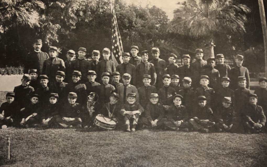 Photo. Company B boys, around Christmas time 1905