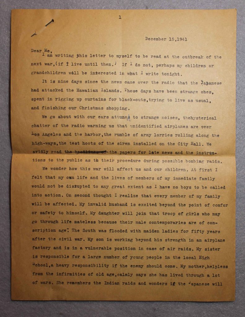 Original letter from Mabel Haig, pg. 1
