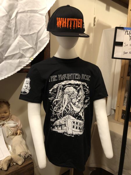 Photograph of the 2021 Haunted Rose t-shirt on a mannequin.