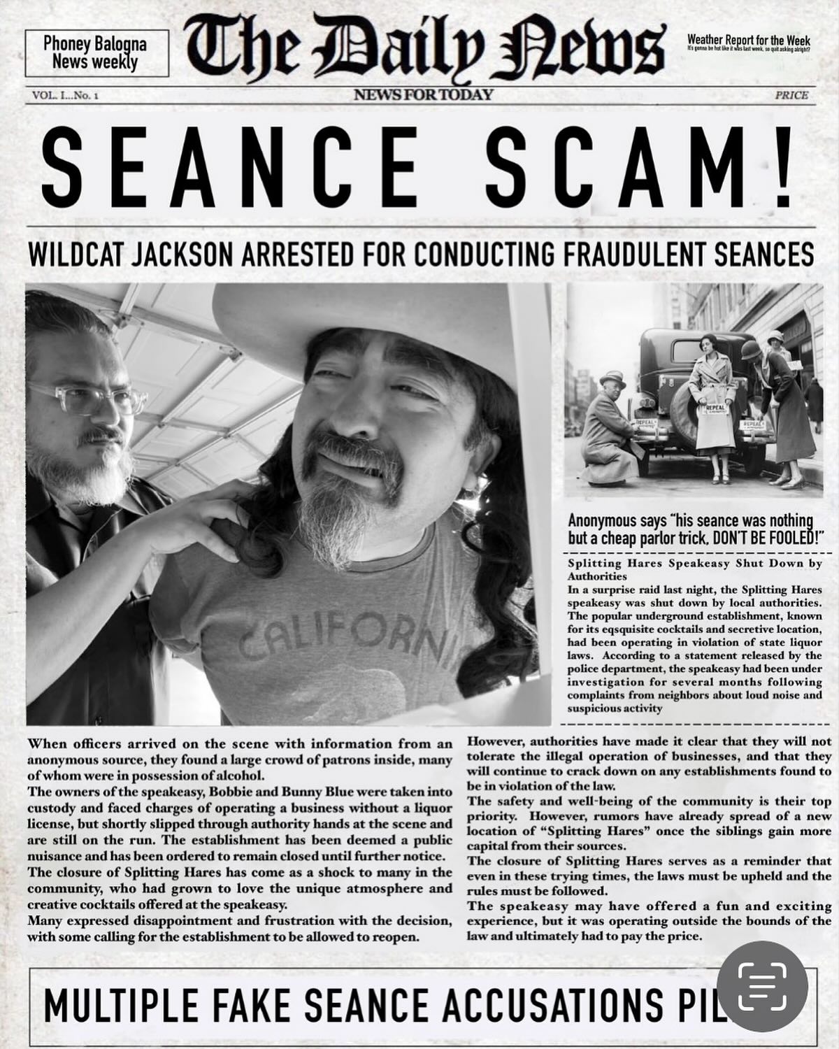 Seance Scam Pretend Newspaper Article