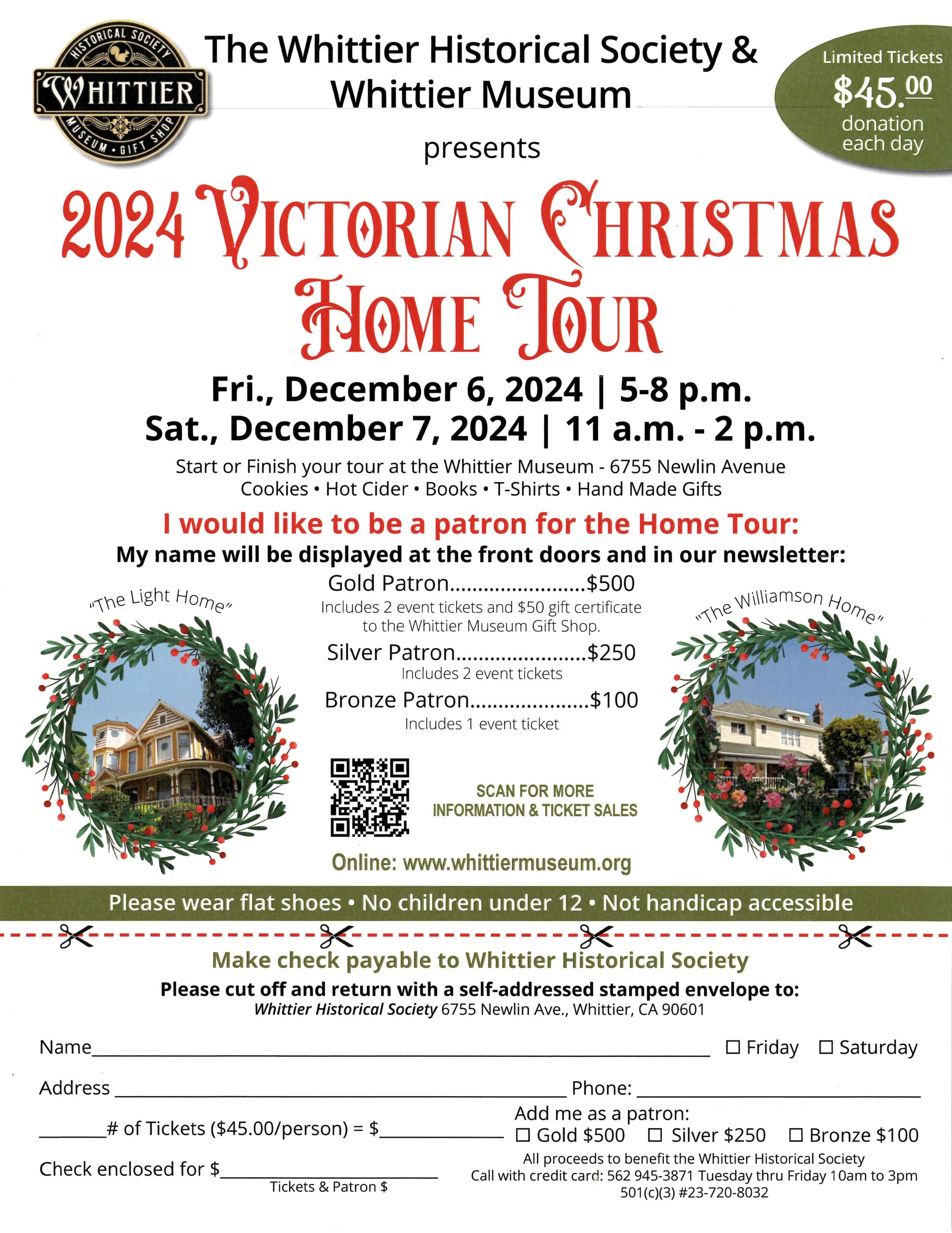 printable Christmas Home Tour Flyer for ordering tickets by mail