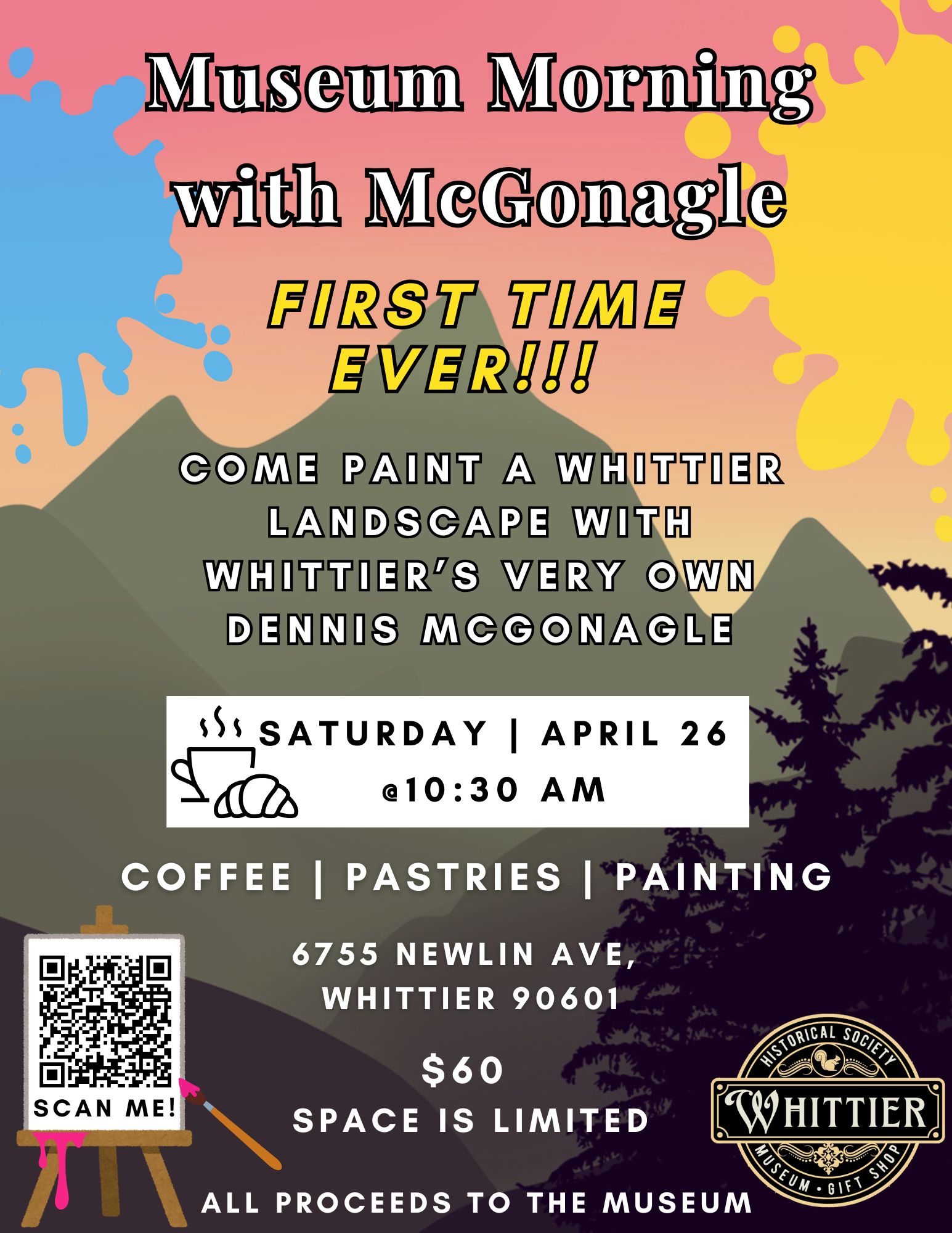 Poster for Paint and Sip event with Dennis McGonagle