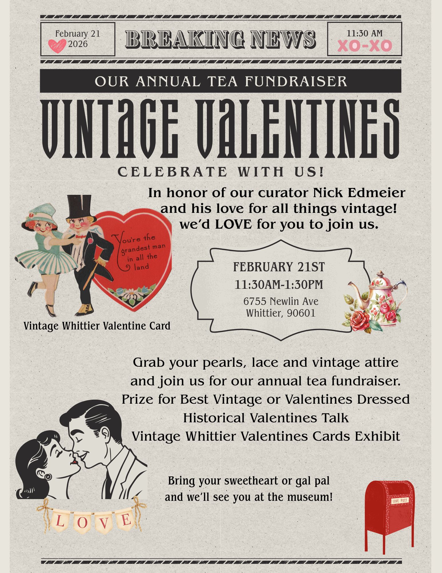 Vintage Valentines Tea Poster