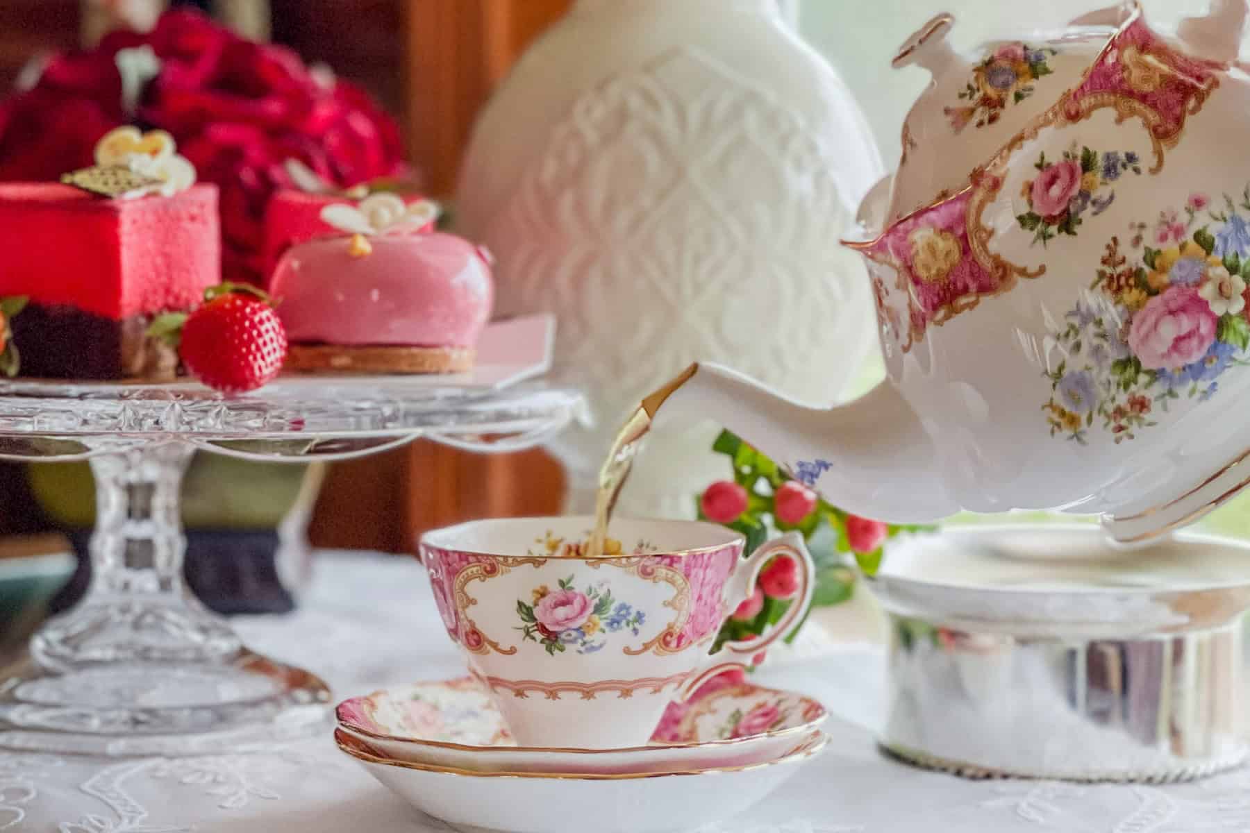 Vintage Tea for Valentines Setup
