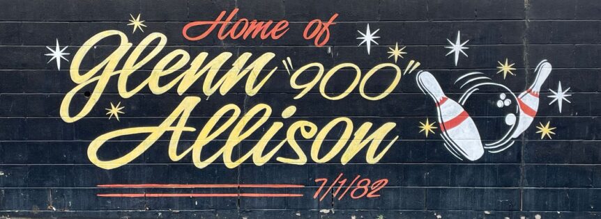 sign painted on wall of La Habra 300 Bowl "Home of Glenn '900' Allison 7/1/82"