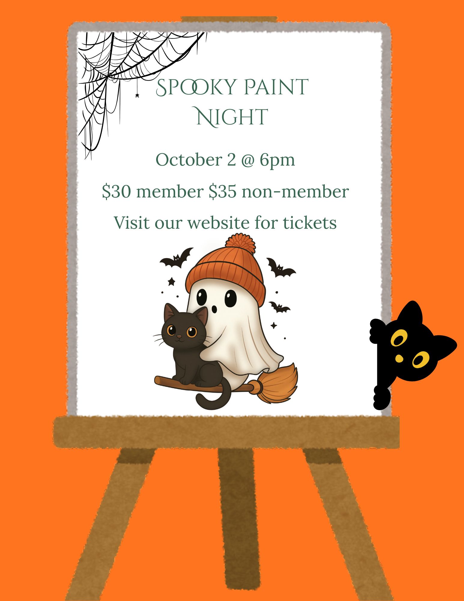 flyer for Oct. 2 paint workshop @ 6pm $30 member and $35 non-member